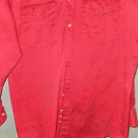 Wrangler Mens Red Button Up Dress Shirt Size 17 x 34 - Picture 4 of 10
